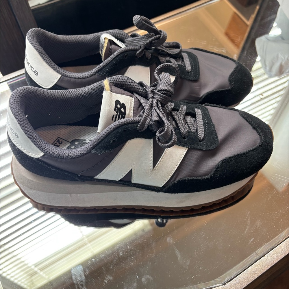 New Balance Gray, Black & White Retro Runner Sneakers